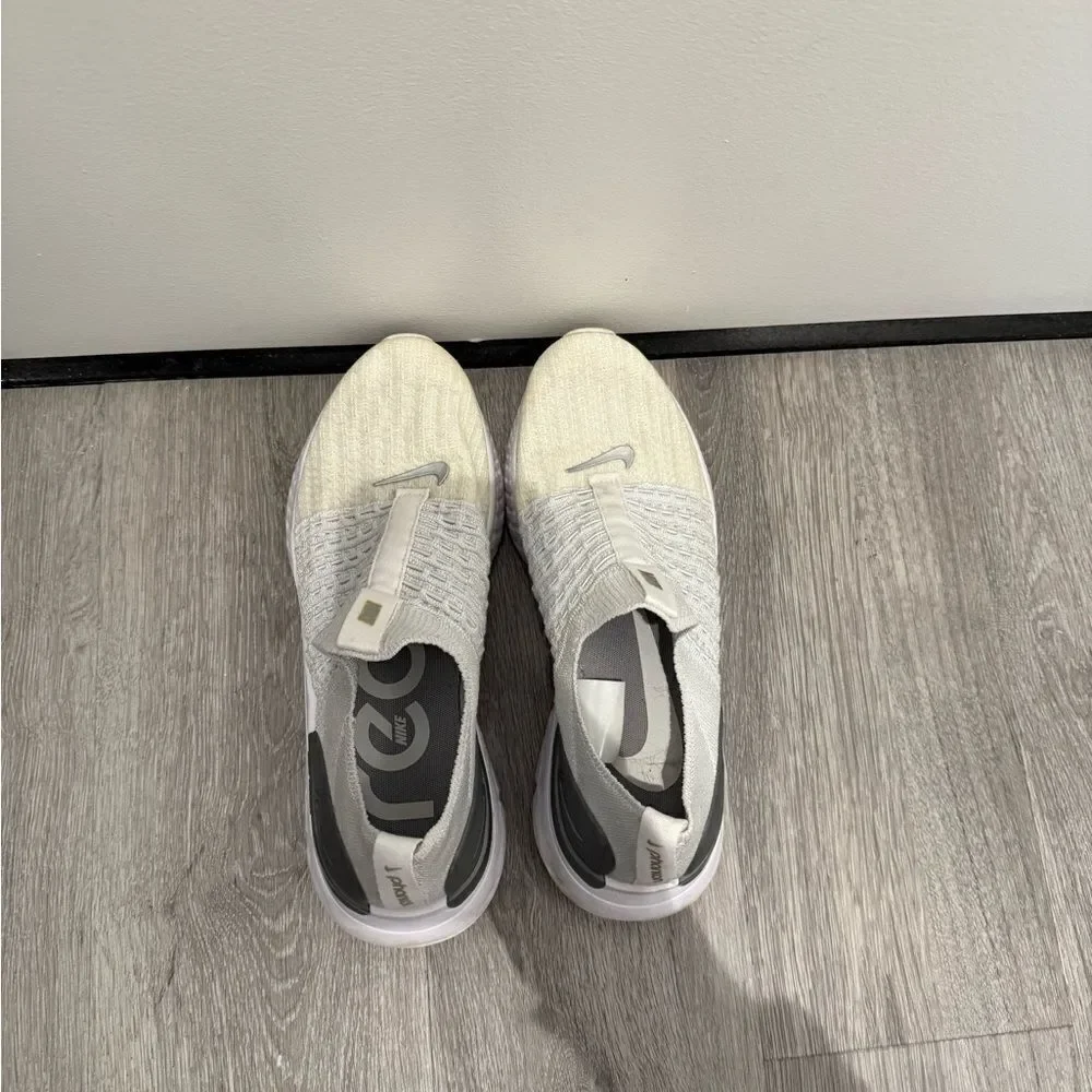 Nike White and Gray Flyknit Sneakers